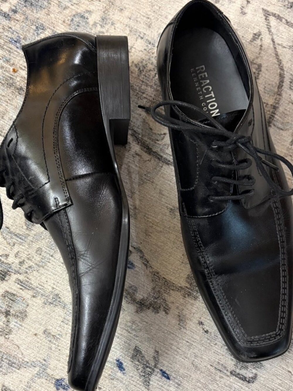 Reaction Kenneth Cole Review Hart Men’s 11.5 Black Leather Dress Shoes